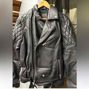All Saints Black Leather Biker Jacket New